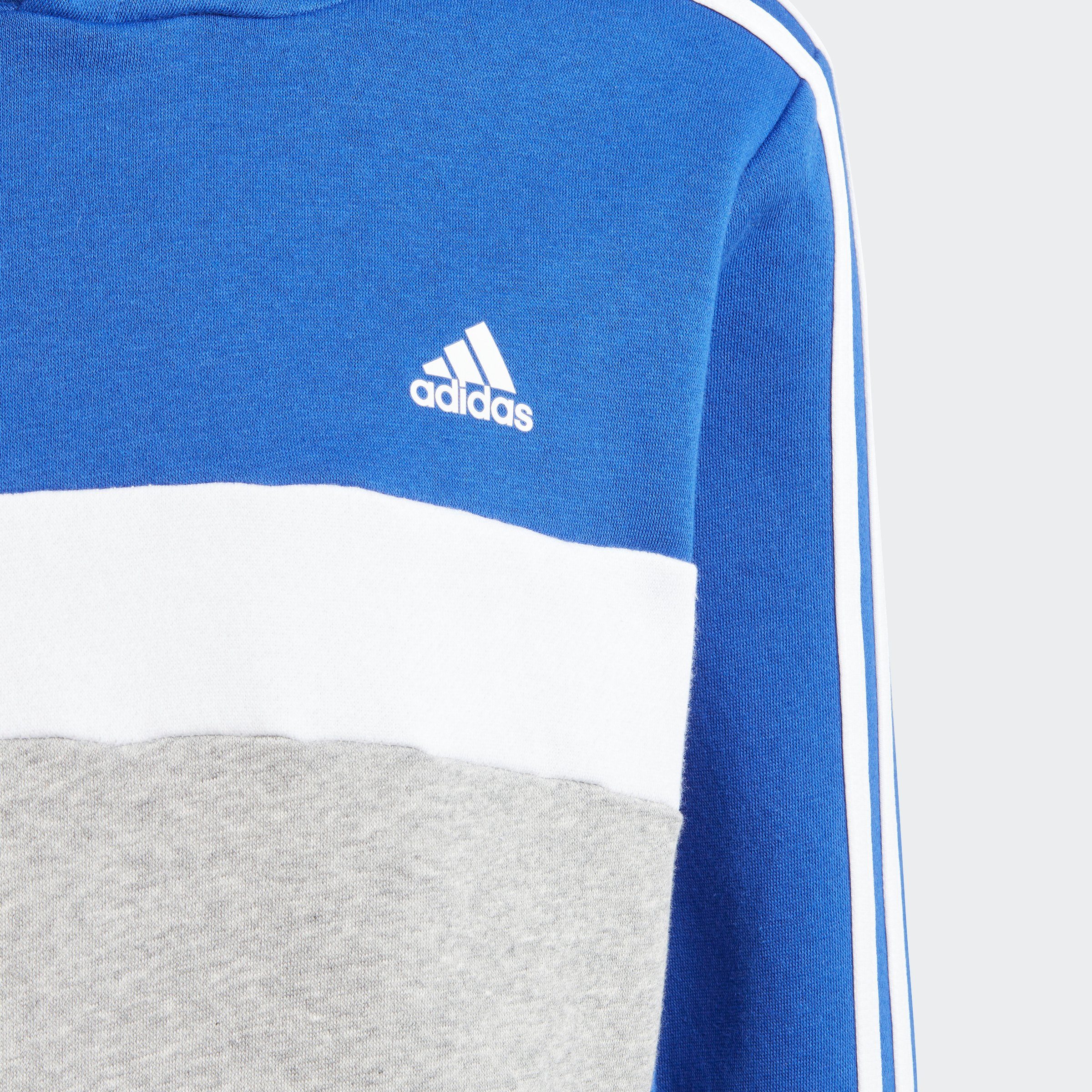 adidas Sportswear Kapuzensweatshirt HOODIE TIBERIO 3STREIFEN Medium Heather Blue COLORBLOCK / Grey White Lucid / Semi KIDS