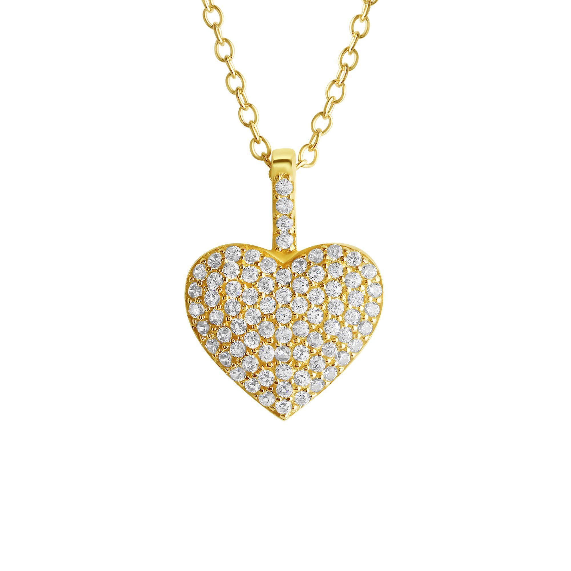 Kette mit Anhänger 925-Sterling Silber vergoldet Zirkonia