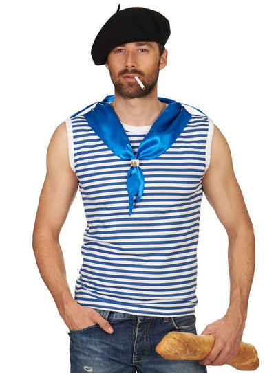 Metamorph T-Shirt Ärmelloses Ringelshirt mit Tuch Blau-weiße Ringelware für zahlreiche Charaktere