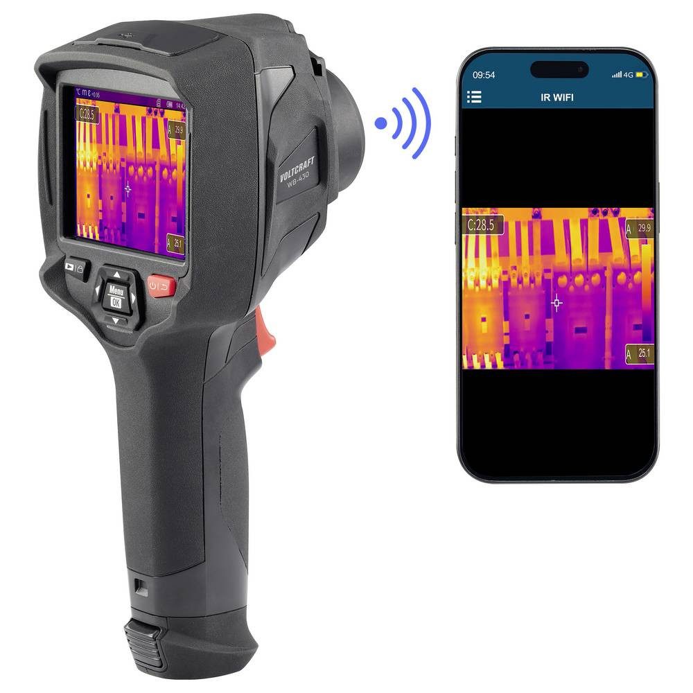 VOLTCRAFT Wärmebildkamera Wärmebildkamera VC-14452050, integrierte Digitalkamera, Touchscreen, WiFi, 2m fallsicher