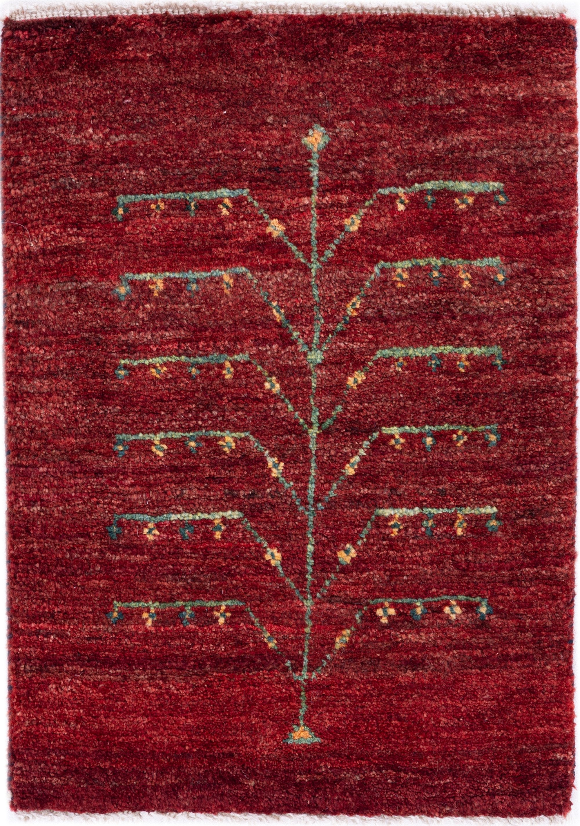 CABBEL Wollteppich Premium Perser Gabbeh Teppich Rot 40x60 cm, Rechteckig, Höhe: 20 mm, Handgeknüpftes Unikat aus 100% Wolle – langlebig und natürlich