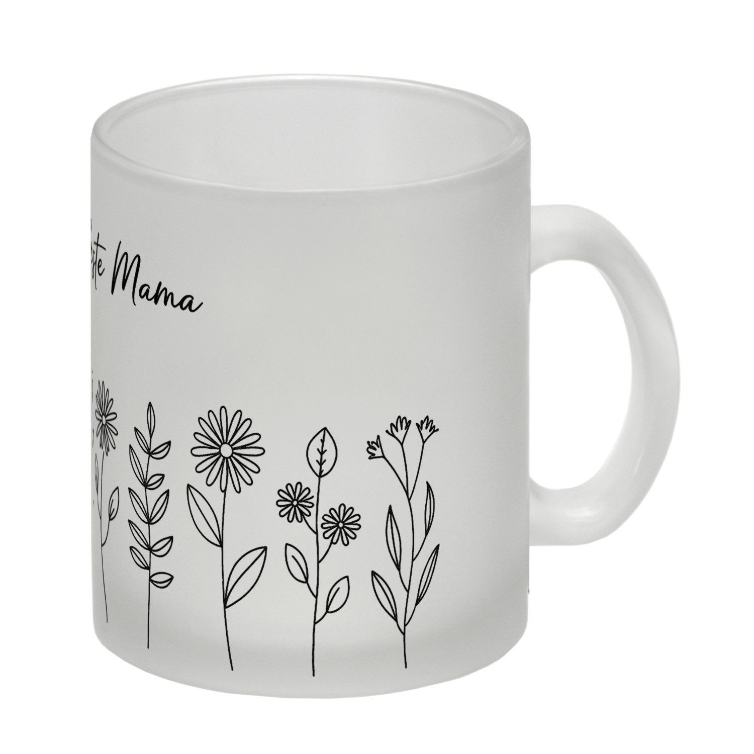 speecheese Tasse Für die Beste Mama Glas Tasse zum Ausmalen Handgezeichnete Blumen