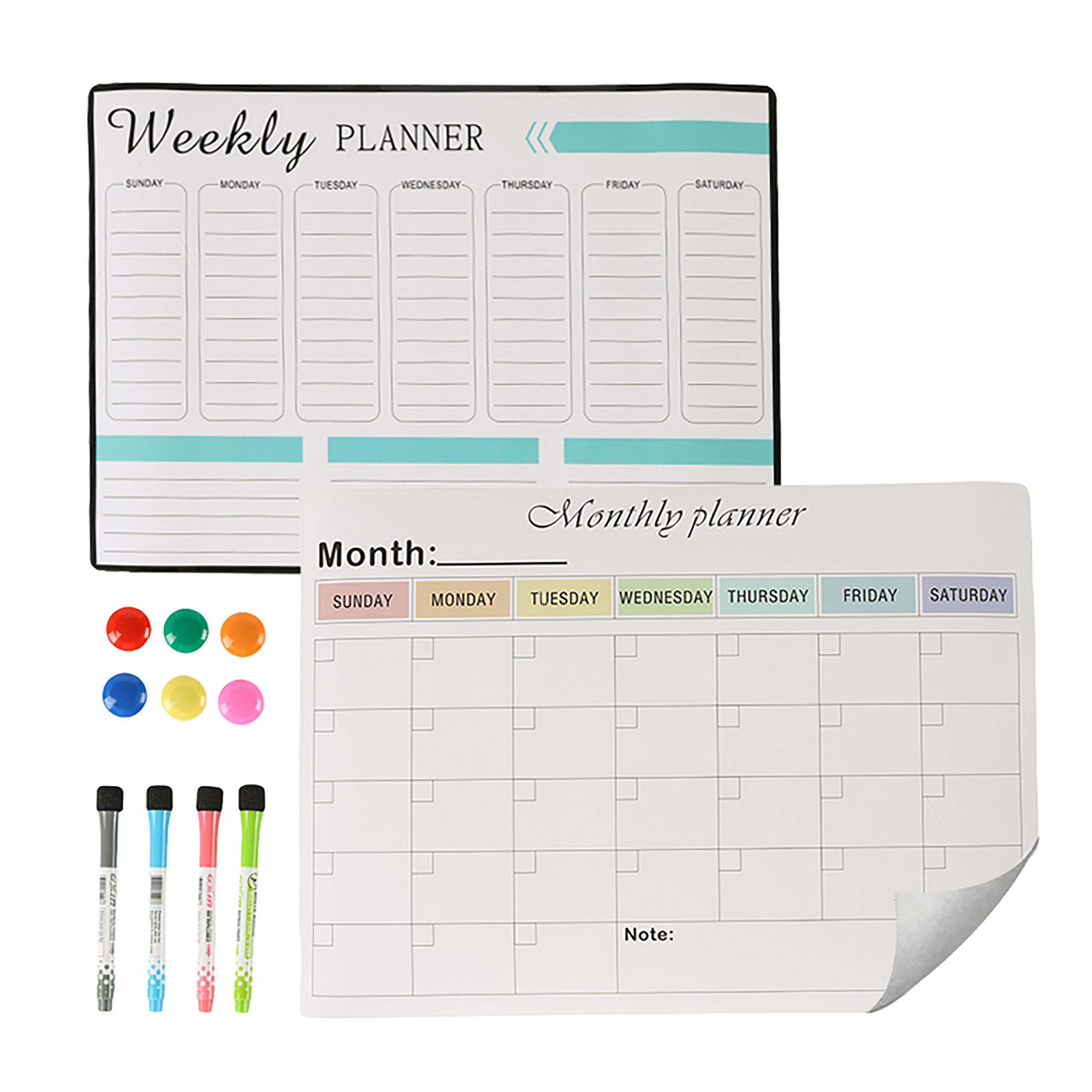 relaxdays Magnettafel Whiteboard für Kühlschrank 2er Set