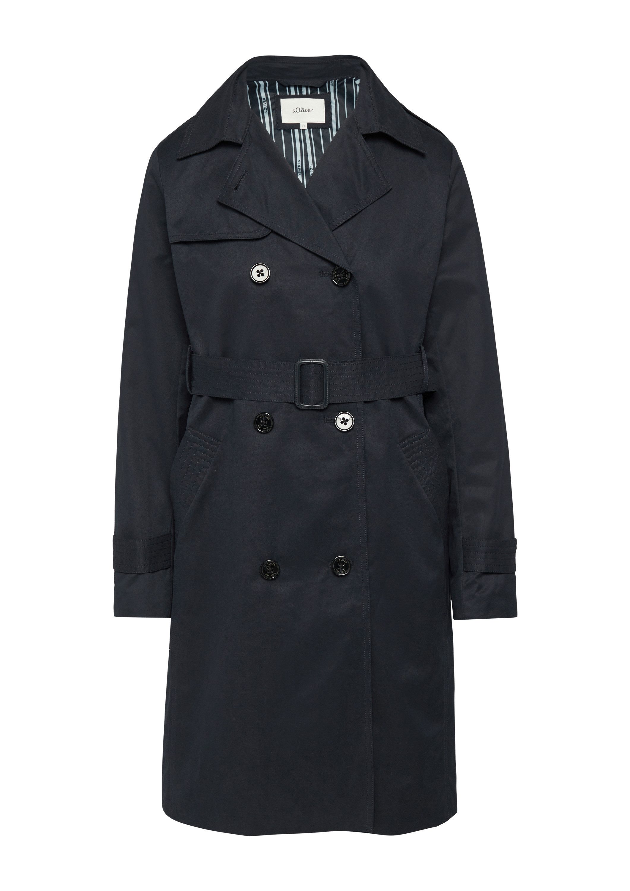 s.Oliver Trenchcoat Outdoor-Mantel Trenchcoat mit Streifen-Futter günstig online kaufen