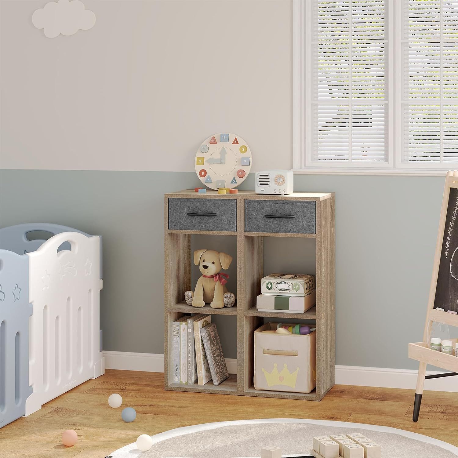 Woltu Bücherregal, mit 1 Stoffschublade 2 Würfeln, offenes Regal 32,4x80x30 günstig online kaufen