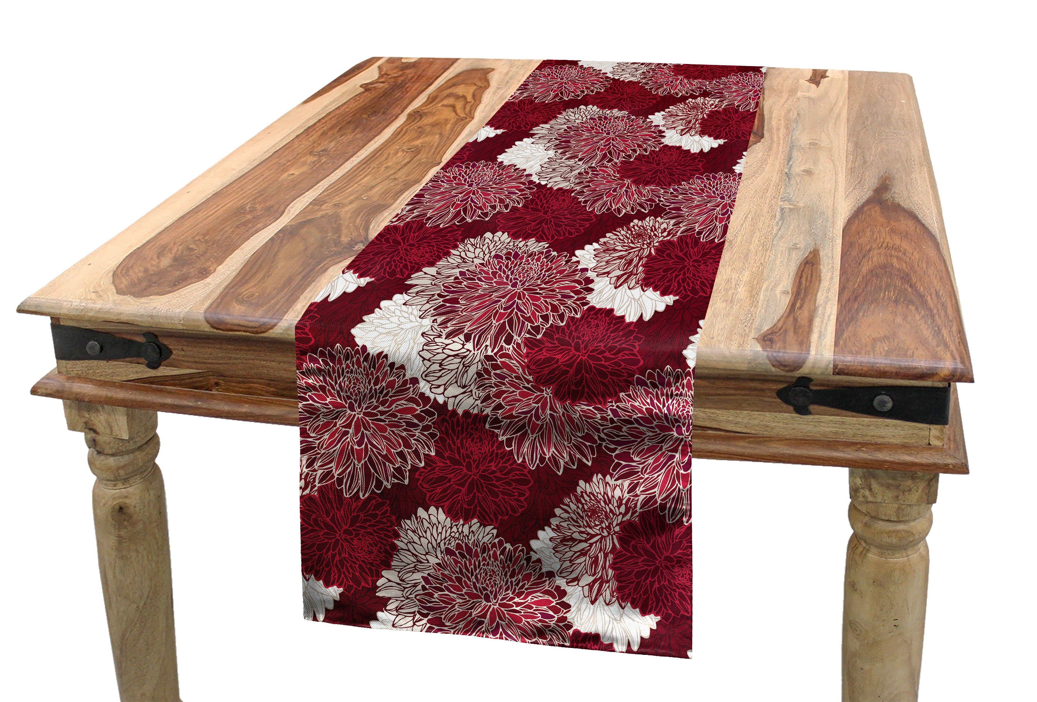 Abakuhaus Tischläufer Esszimmer Küche Rechteckiger Dekorativer Tischläufer, Rot und weiß Chrysanthemen