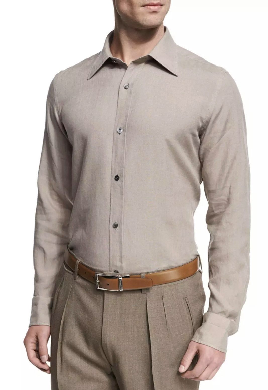 Tom Ford Leinenhemd Herren Langarm Hemd Klassischer Kragen Reines Leinen für eine luftige, natürliche Haptik