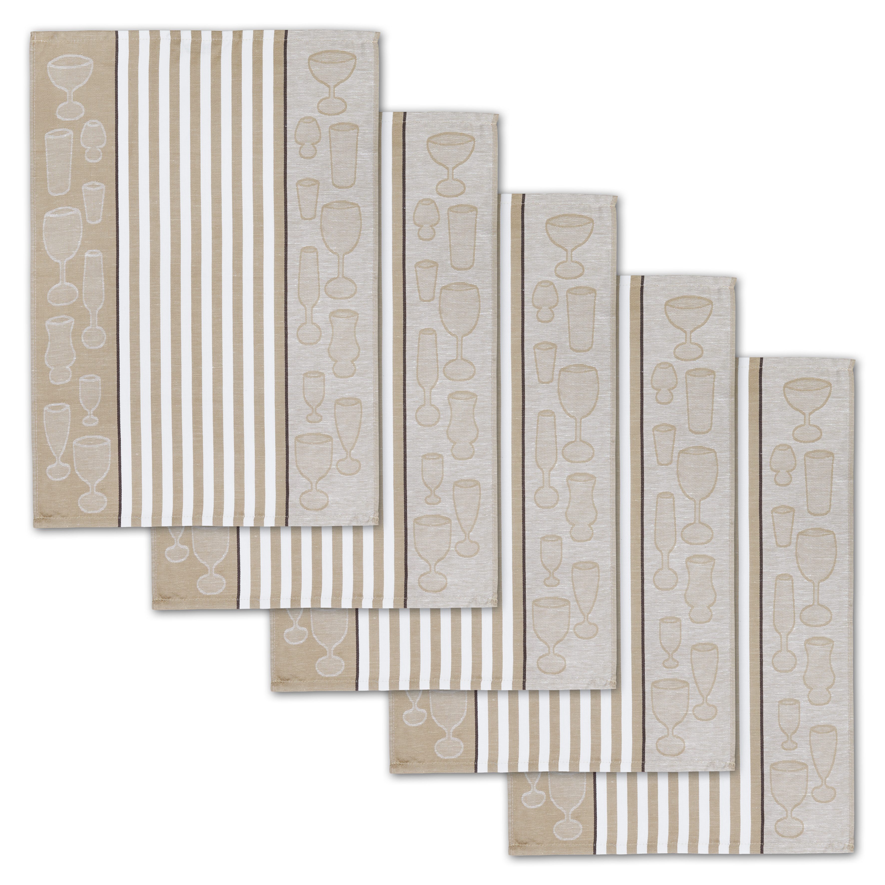 Dyckhoff Geschirrtuch Gläser / Halbleinen, (Set, 5-tlg), mit Gläser & Strei günstig online kaufen