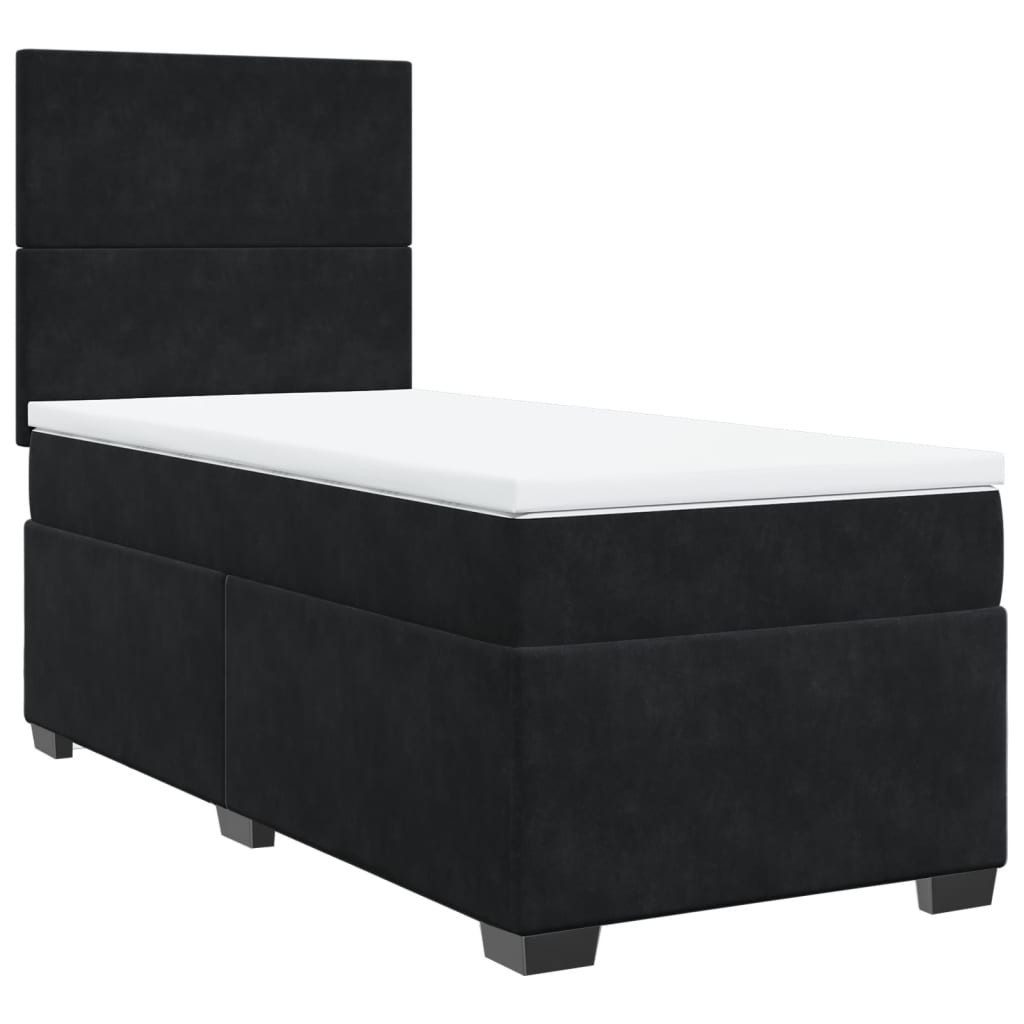 vidaXL Boxspringbett, Boxspringbett mit Matratze Schwarz 90x200 cm Samt günstig online kaufen