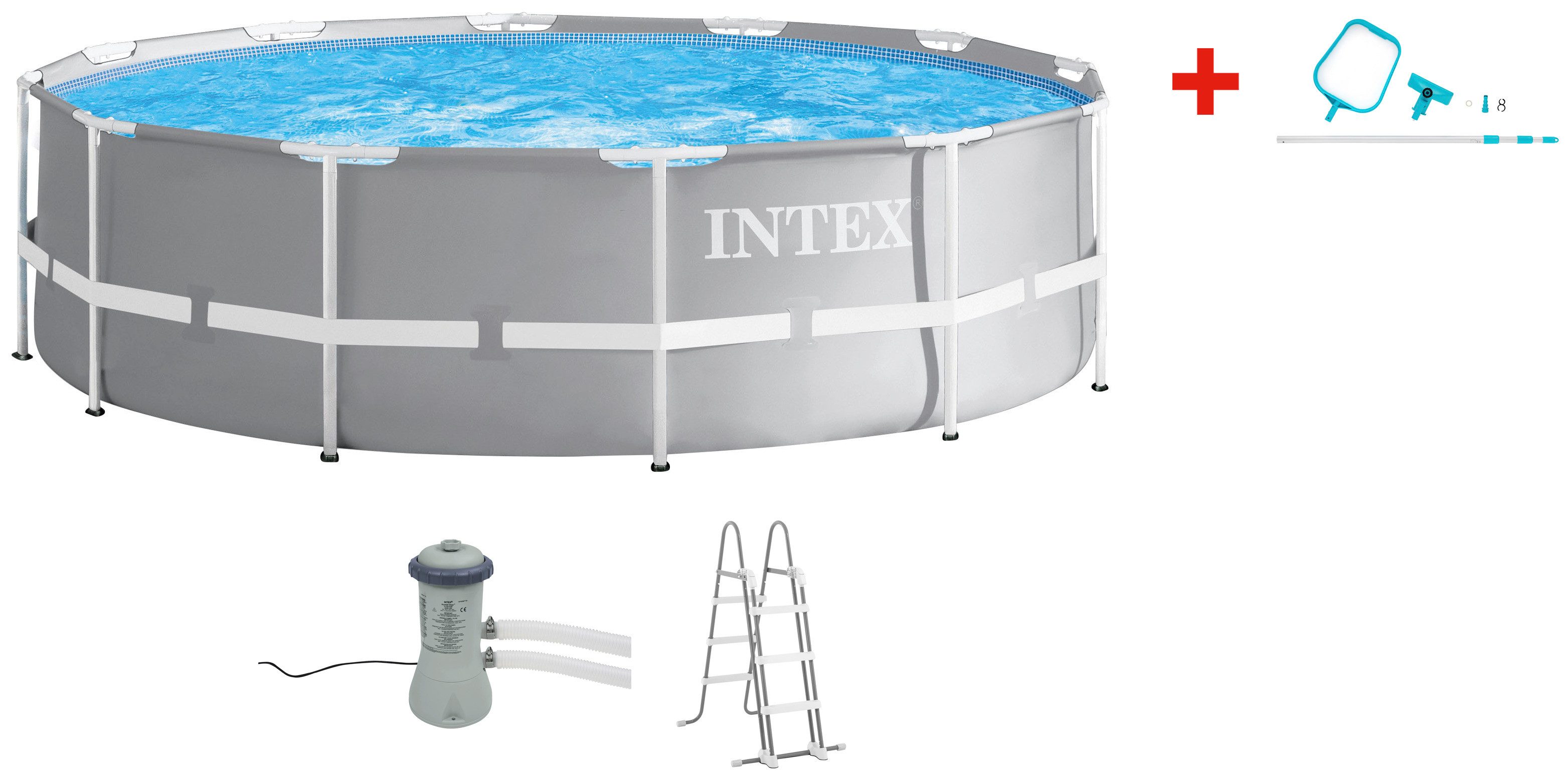 Intex Rundpool »PRISM FRAME PREMIUM POOL« (Set), inkl. hochwertigem Intex Pool-Reinigungsset