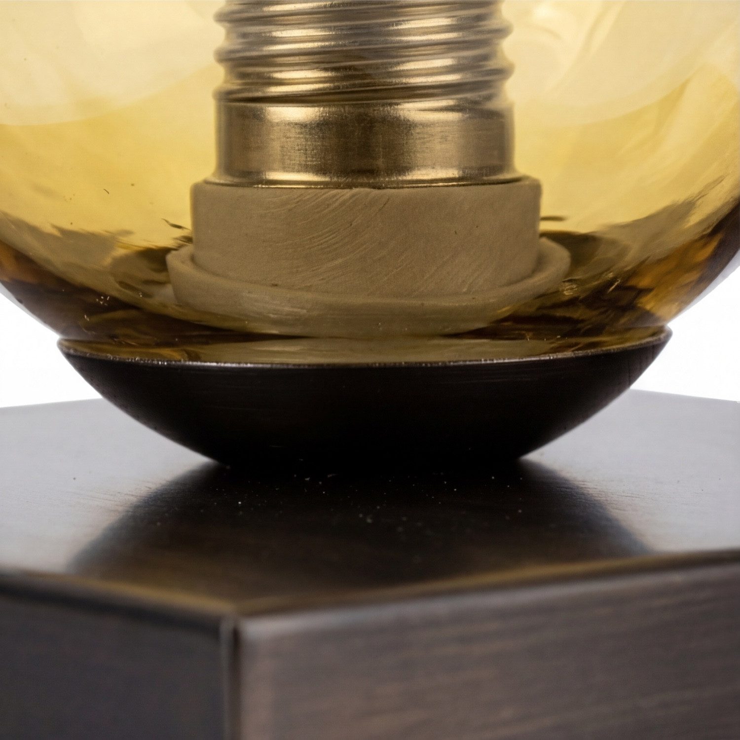 Licht-Erlebnisse Tischleuchte CLONLINA, ohne Leuchtmittel, Glas Gelb verspiegelt E14 17,5 cm Lava-Glas Nachttisch Schlafzimmer – Bild 5 von 5