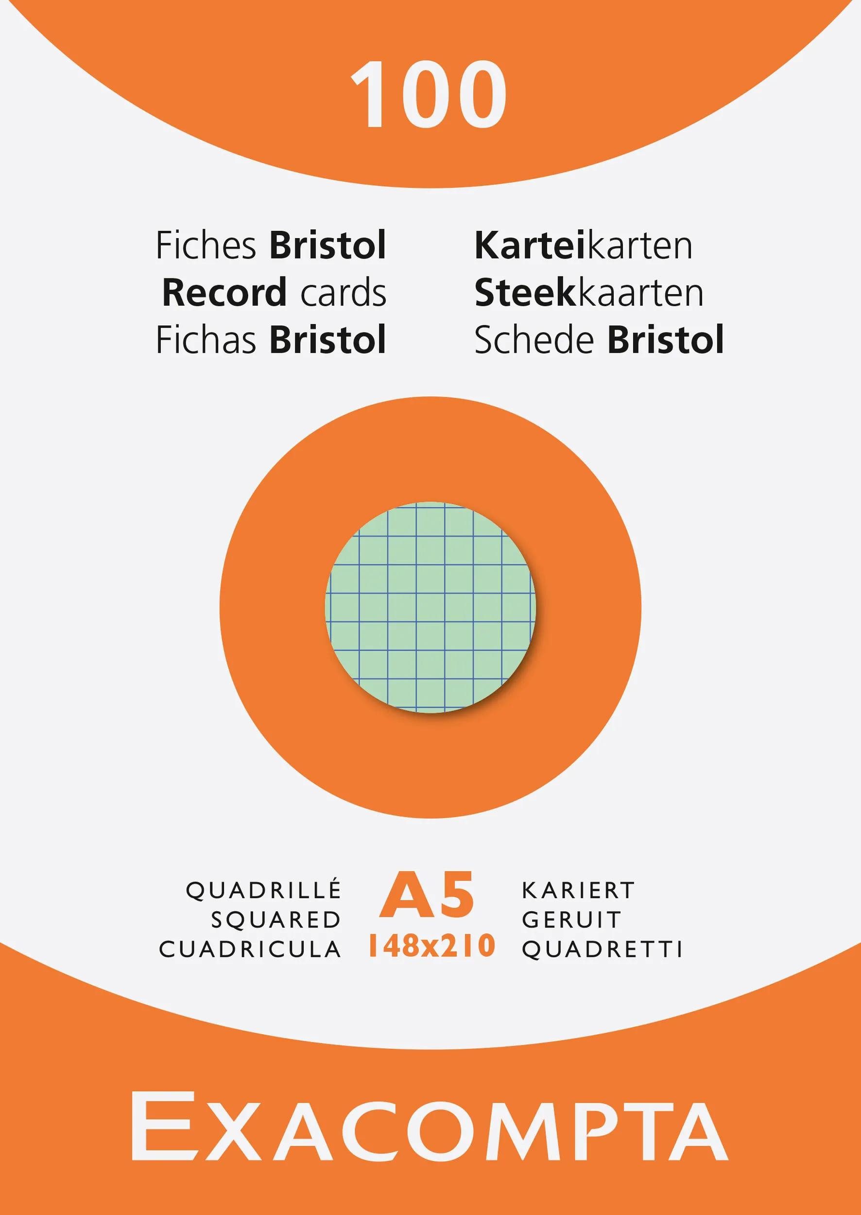 EXACOMPTA Karteikarten 10x Karteikarten A5 kariert Faltschachtel + 100 Stück sortiert 13378E, Karteikarten kariert