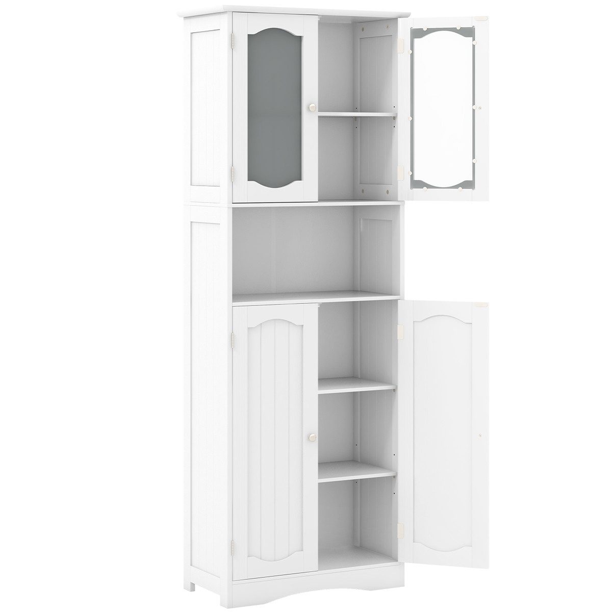 COSTWAY Hochschrank Küche, Badezimmerschrank, mit 4 günstig online kaufen