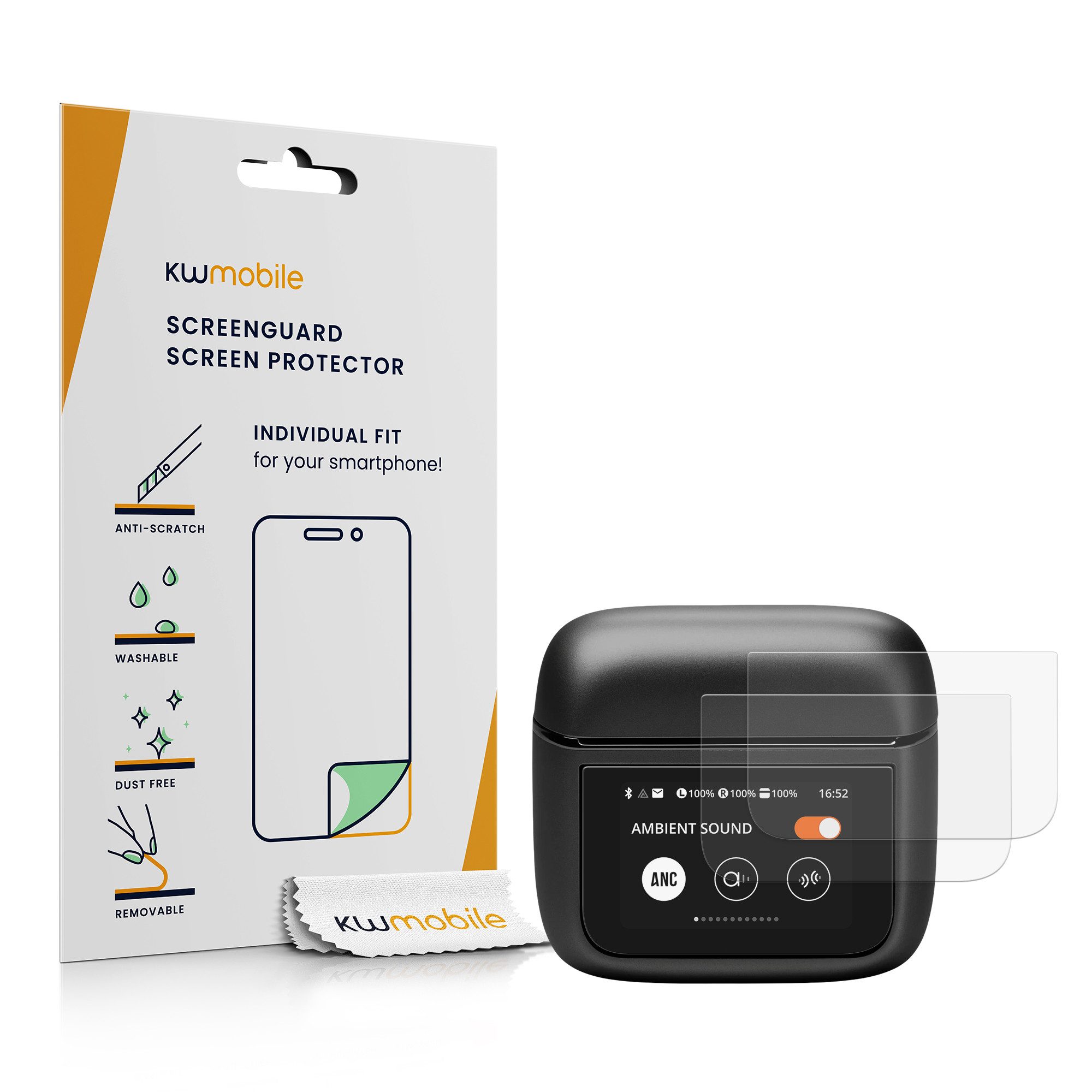 kwmobile Displayschutzfolie 3x Schutzfolie für JBL Tour Pro 3 / Live Pro 3, 3 Stück, transparente Screen Folie klare TPU Folie für Kopfhörer Display