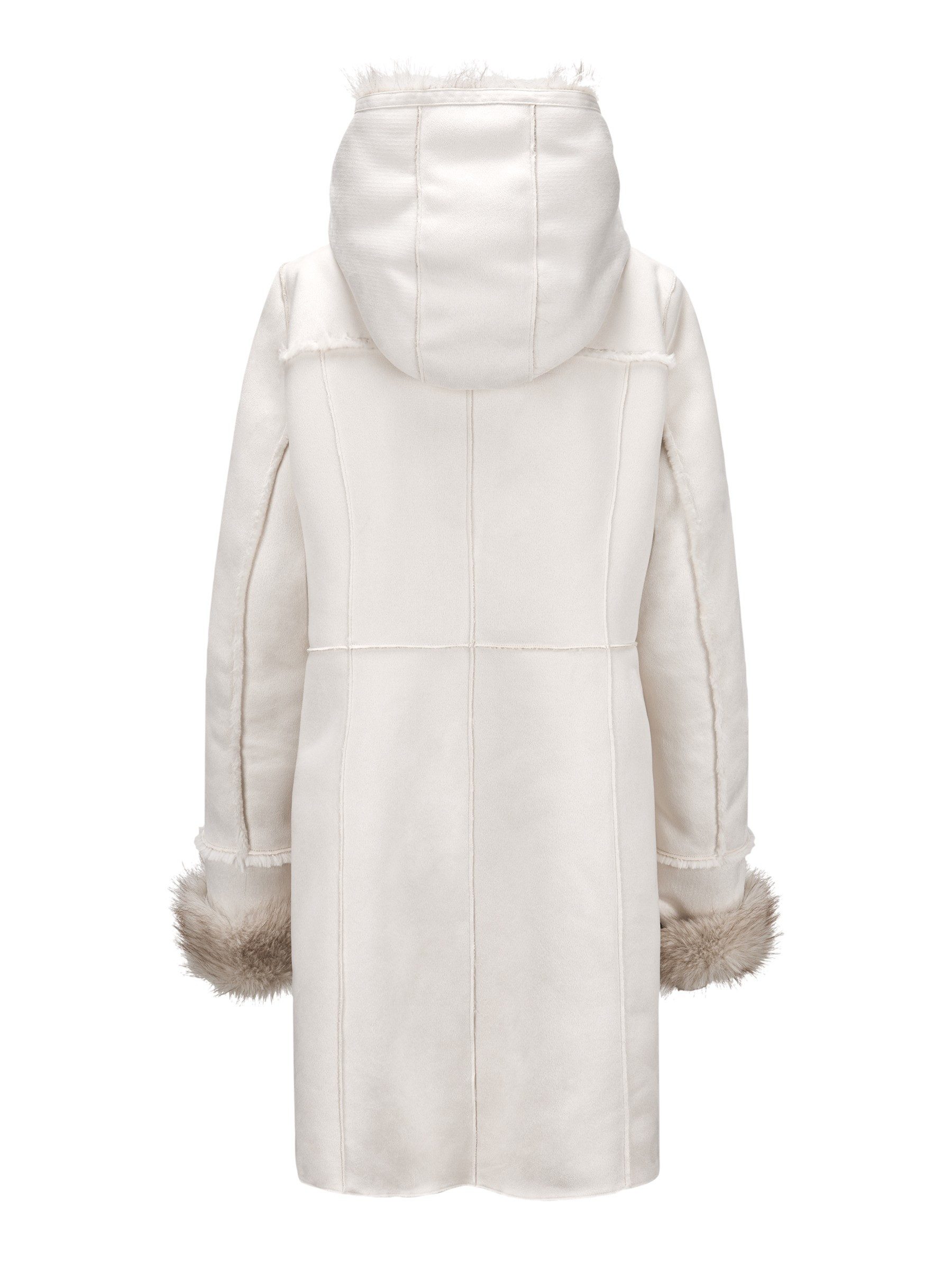 MILESTONE Fellimitatmantel MSMabel Gebondeter Suede-Mantel mit Lammfelloptik & Wolf-Look Fake-Fur – Bild 3 von 5