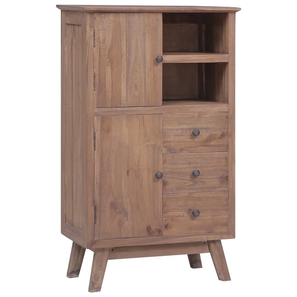 Teak 30 vidaXL cm Fächerschrank x 60 Highboard x 100 Massivholz