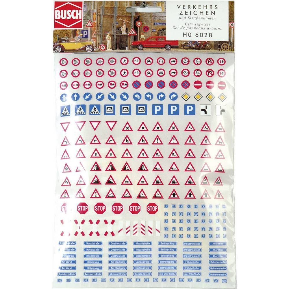 Busch Modelleisenbahn-Verkehrszeichen Verkehrszeichen, Straßennamen und Hausnummern 6028