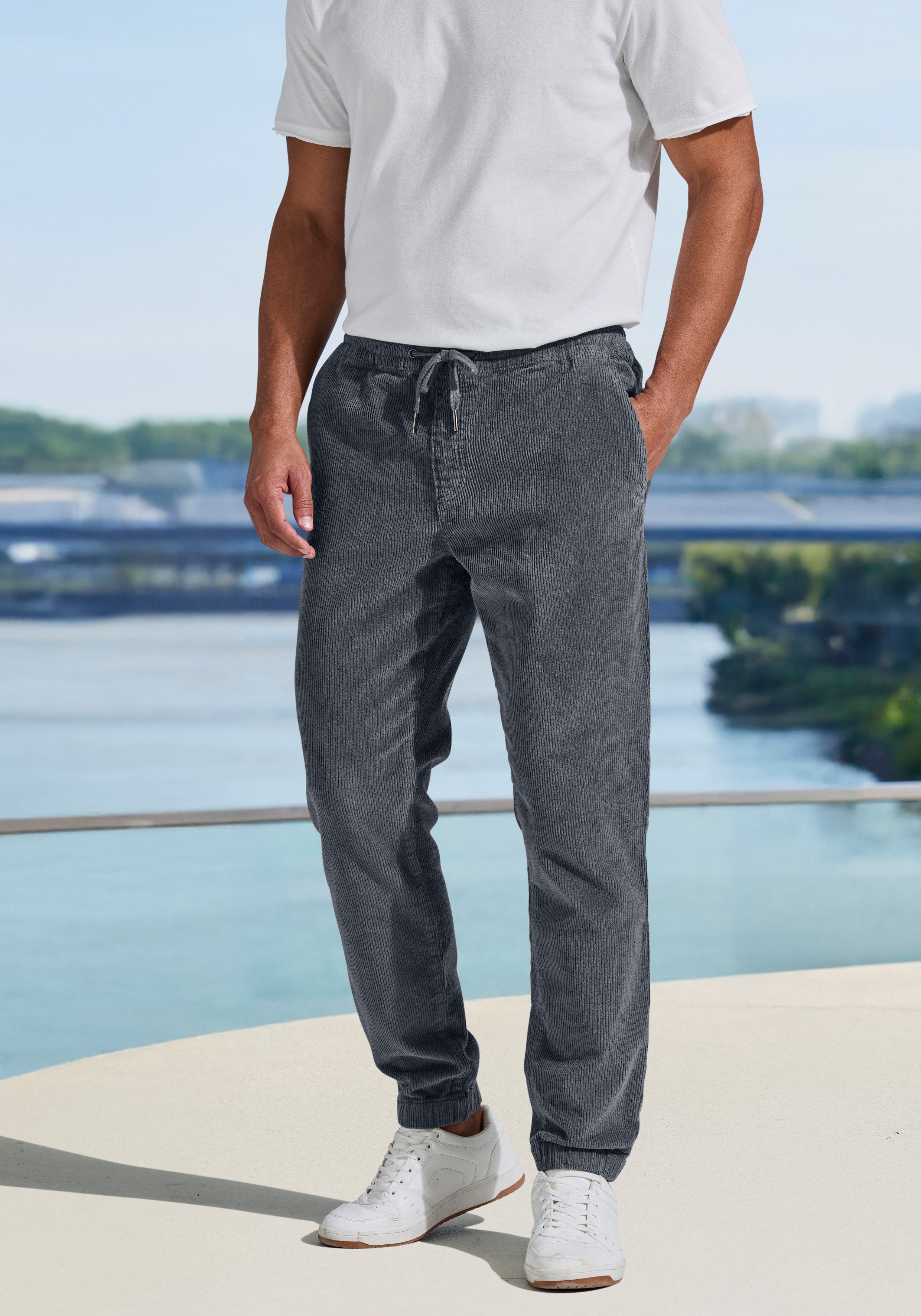 John Devin Jogger Pants bis Größe 5XL - elastische Cordhose Jogg Pants aus Cord-Stretch