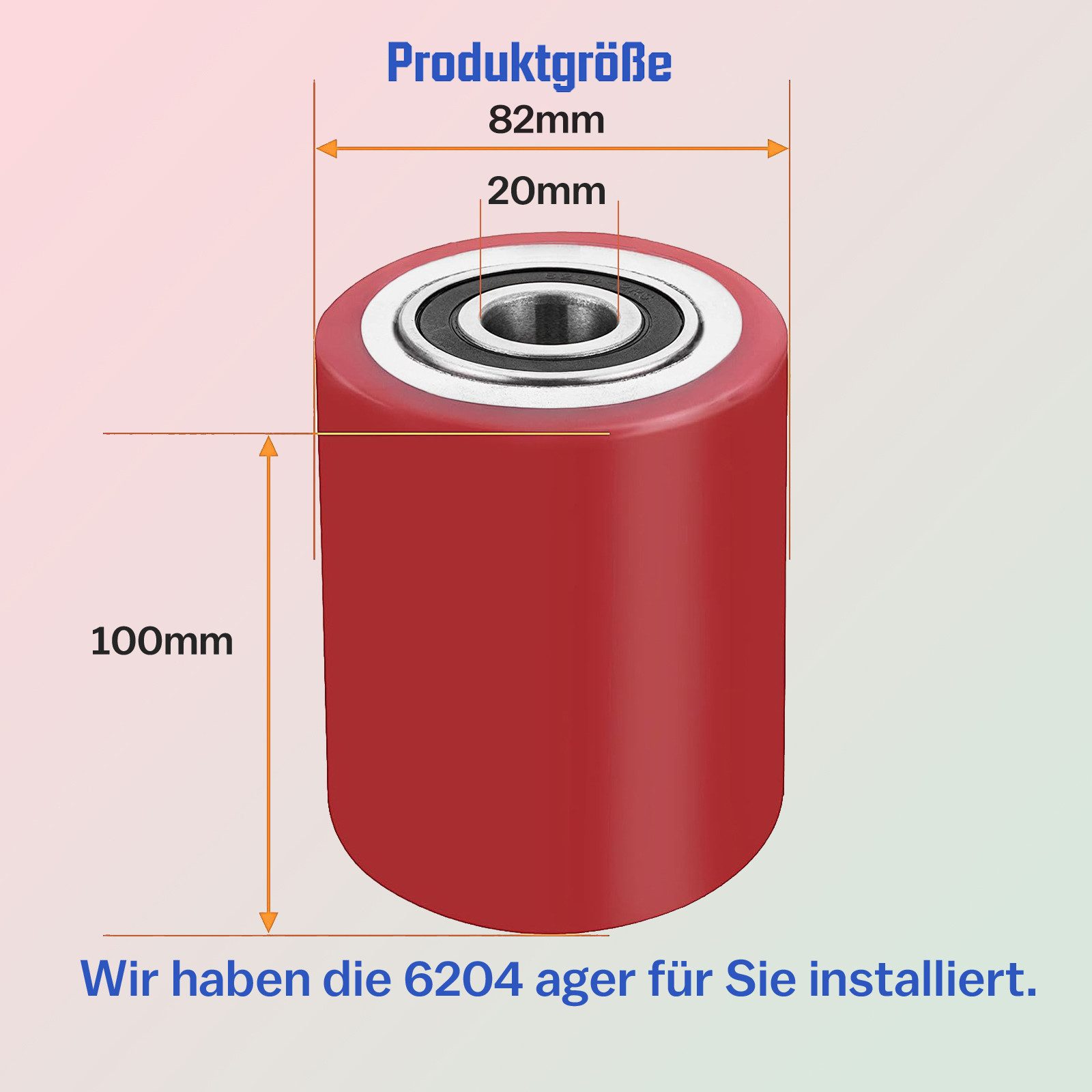 XERSEK Hubwagen Rollen 2X Polyurethan Laufrollen 80x100mm Max.700kg Achse 20mm, Hubwagenrollen Palettenrollen Ersatzrollen Räder Rollen für Hubwagen