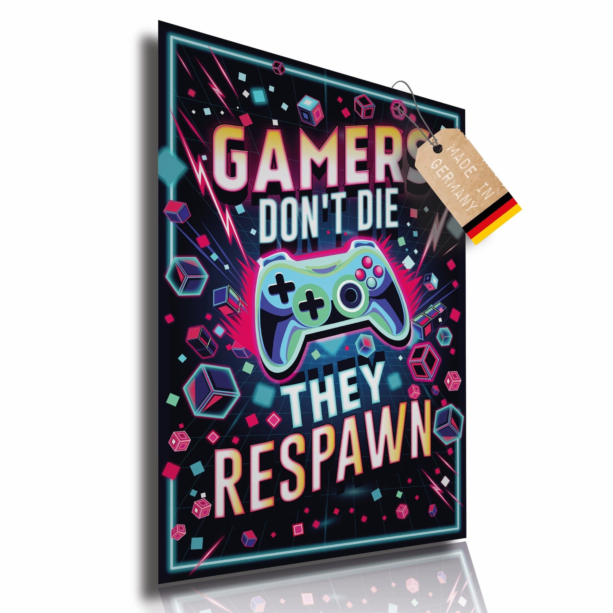 Lineo Poster Gamers Dont Die They Respawn Gaming Wandbild, Poster für Gaming-Fans Wandbild für Jugendliche & Erwachsene