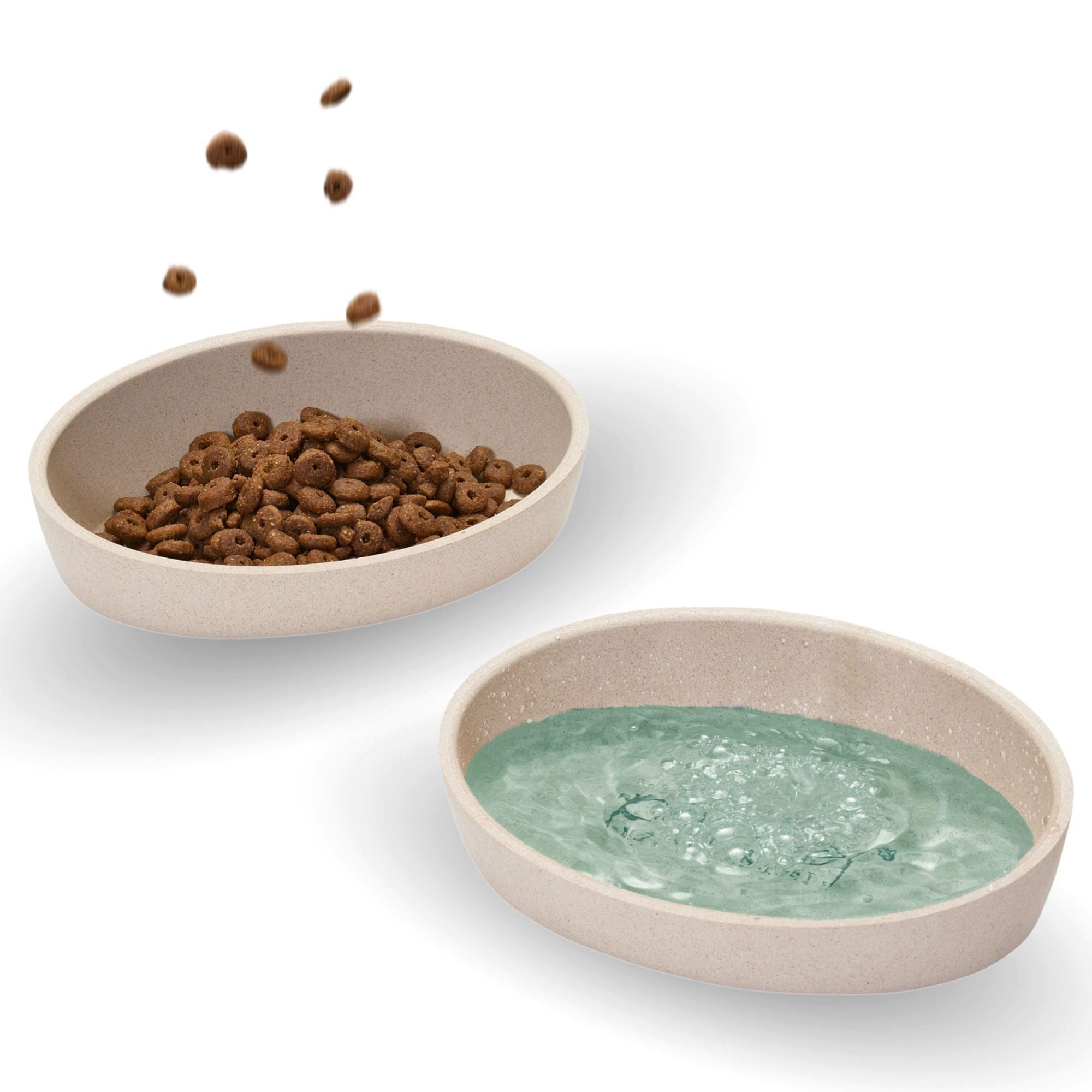 Futternapf Katzen Napf 2er Set flach I rutschfester Futternapf I 230ml I Bambus