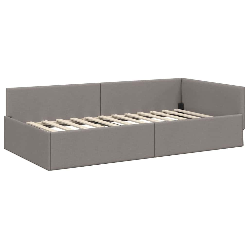 vidaXL Bett Eckbettgestell mit Kopfteil Taupe 80 cm x 200 cm Samt (1-tlg) günstig online kaufen