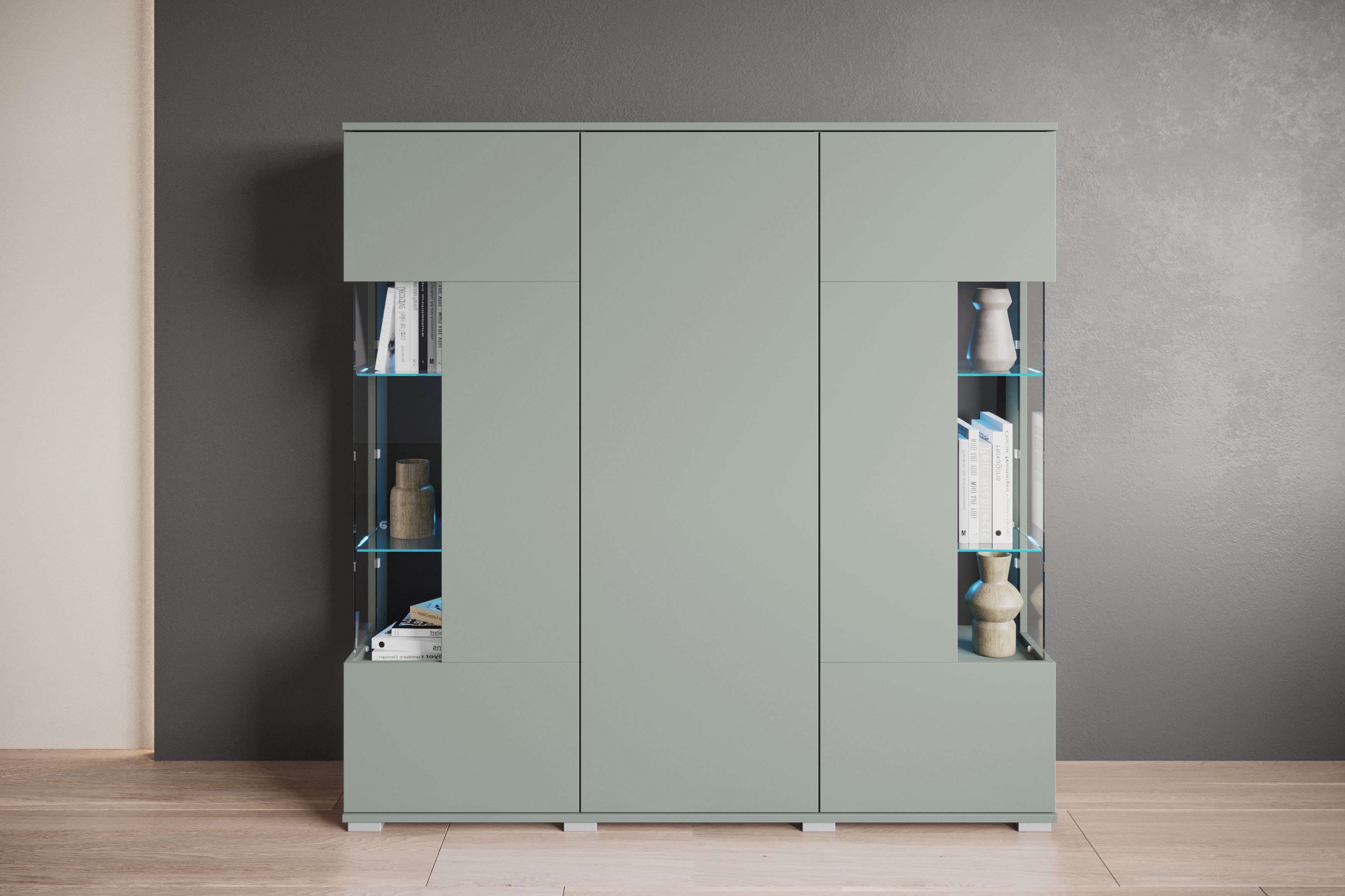 OTTO home Highboard Kenia (1 St), Modernes Highboard, mit Glastüren, Breite 135 cm