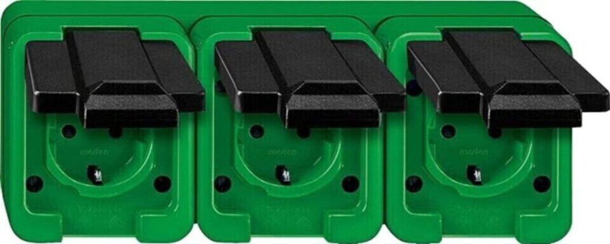 Schneider Electric Steckdose Mert 229377 SCHUKO-Dreifach Steckdose grün AGRAR