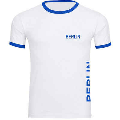 multifanshop T-Shirt Kontrast Berlin blau - Brust & Seite - Männer