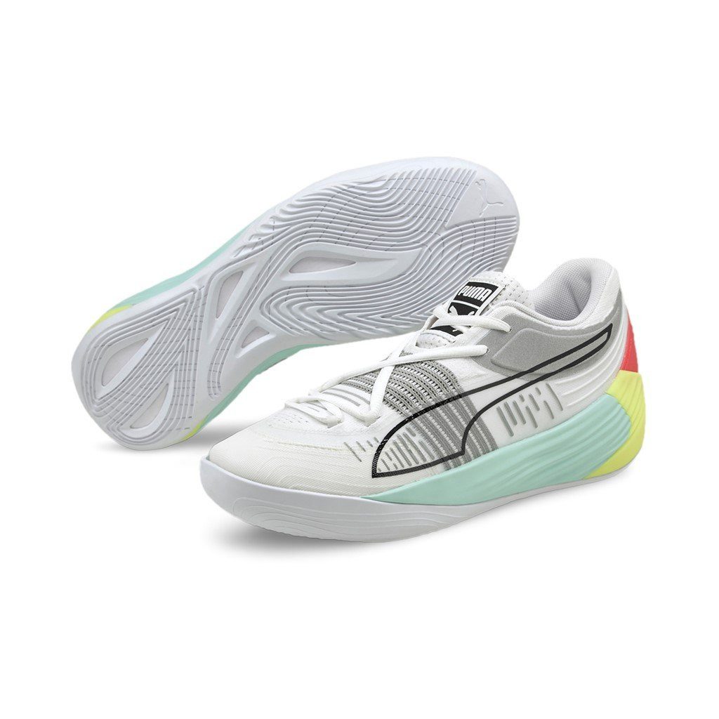 PUMA Hallen-Indoorschuhe Fusion Nitro weiss/hellblau Herren Badmintonschuh