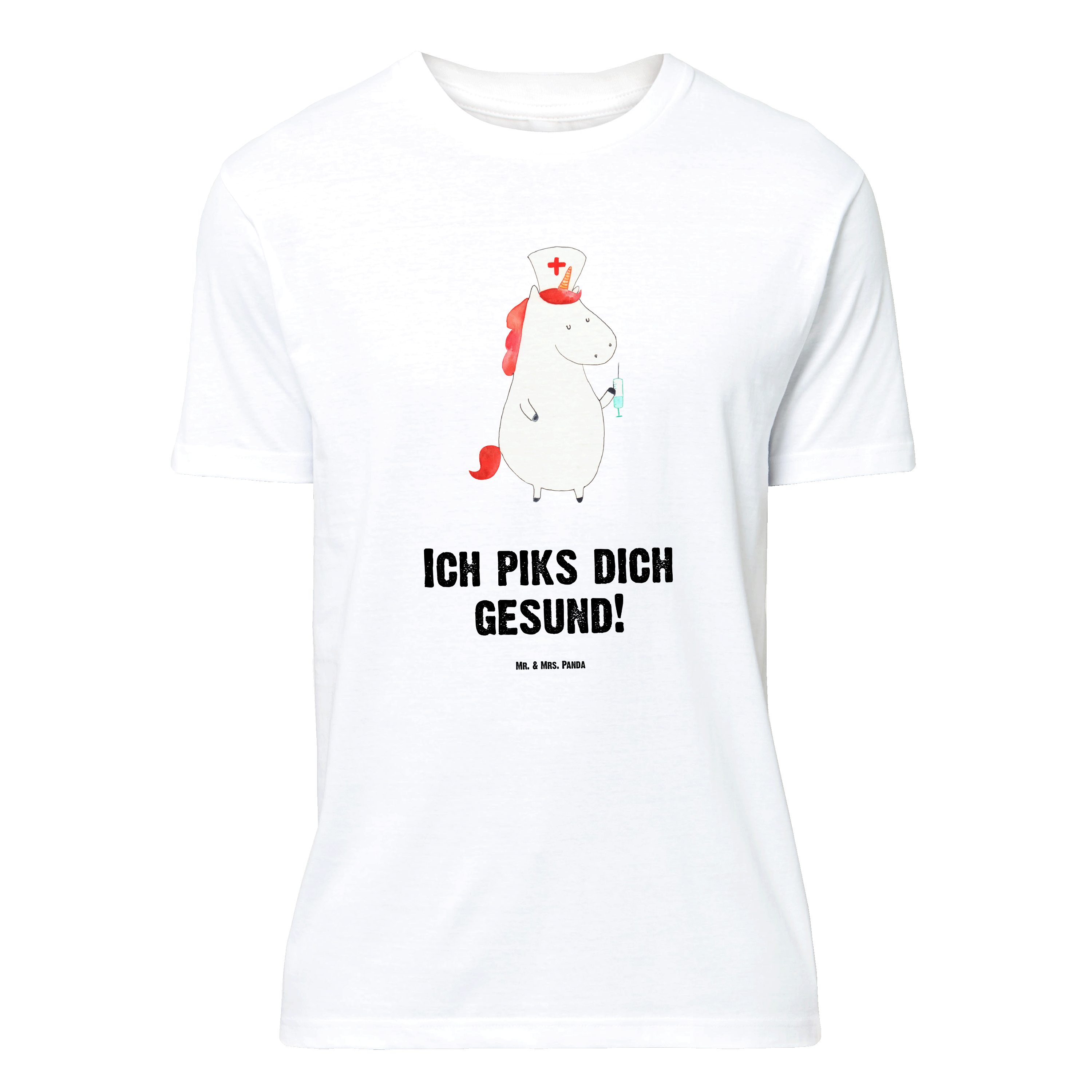 Mr. & Mrs. Panda T-Shirt Einhorn Krankenschwester - Weiß - Geschenk, Pegasus, Einhörner, Männe (1-tlg)