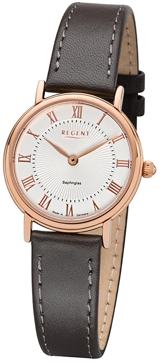 Damen Uhren Regent Quarzuhr URGM1604 Regent Damen Uhr GM-1604 Leder Quarz, Damenuhr rund, klein (ca. 28mm), Leder, Elegant