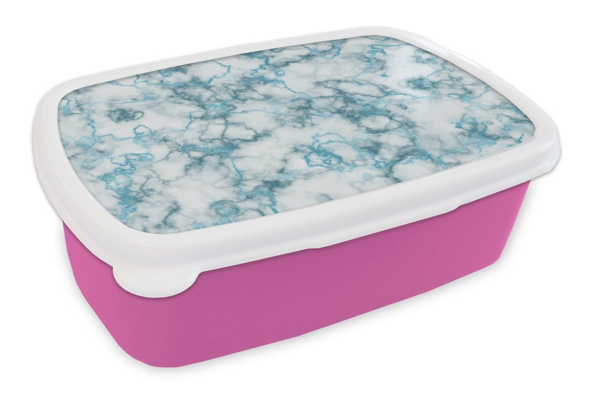 Linie, für Marmor Kunststoff Blau rosa Snackbox, Erwachsene, Mädchen, Brotdose Brotbox (2-tlg), - - Lunchbox Kinder, Kunststoff, MuchoWow