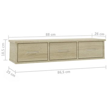 furnicato Wandregal Wand-Schubladenregal Sonoma-Eiche 88x26x18,5 cm Holzwerkstoff