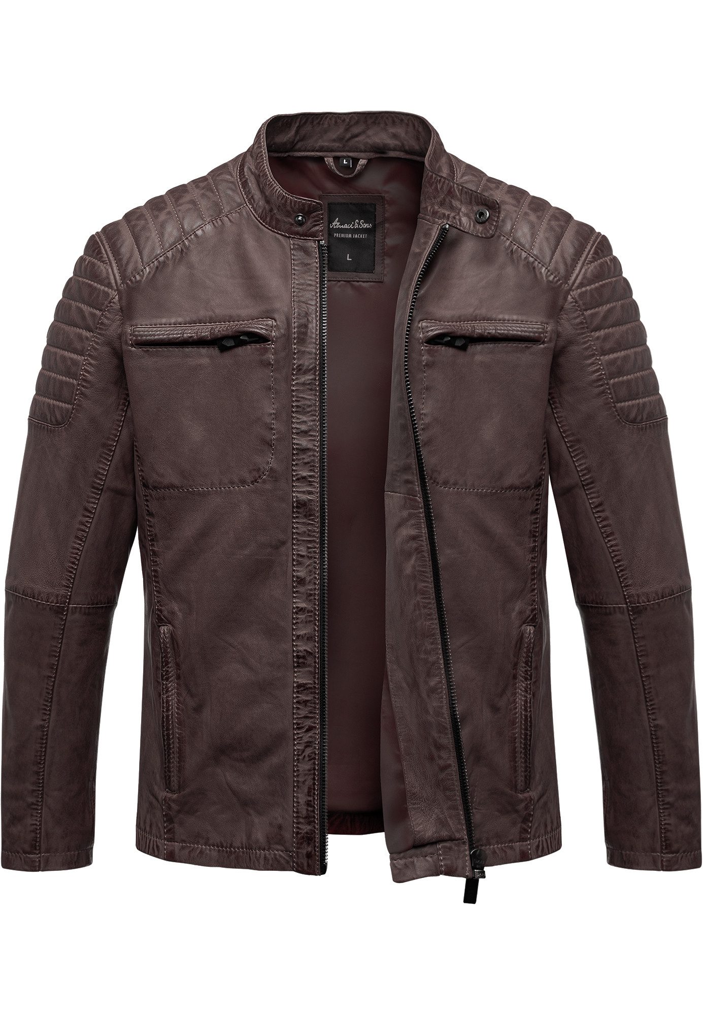 Amaci&Sons Lederjacke RALSTON Lederjacke Echtleder Herren Biker Zipper Jack günstig online kaufen