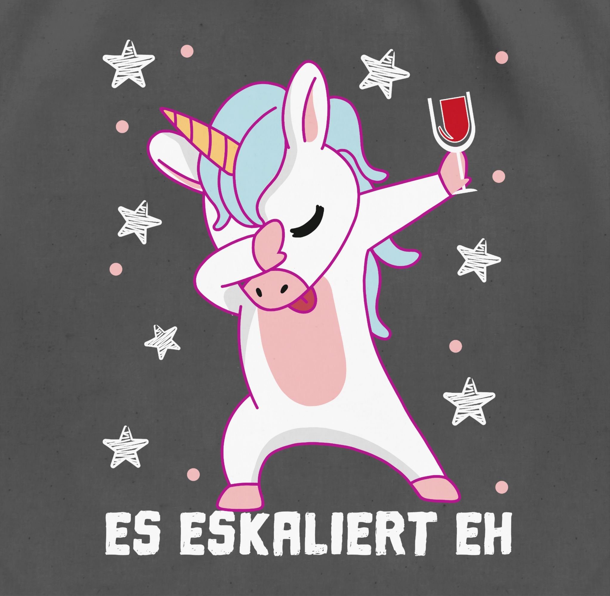 Shirtracer Turnbeutel Es eskaliert eh Festival Saufi Party Malle lustig I Party Einhorn Dabb, Party & Alkohol