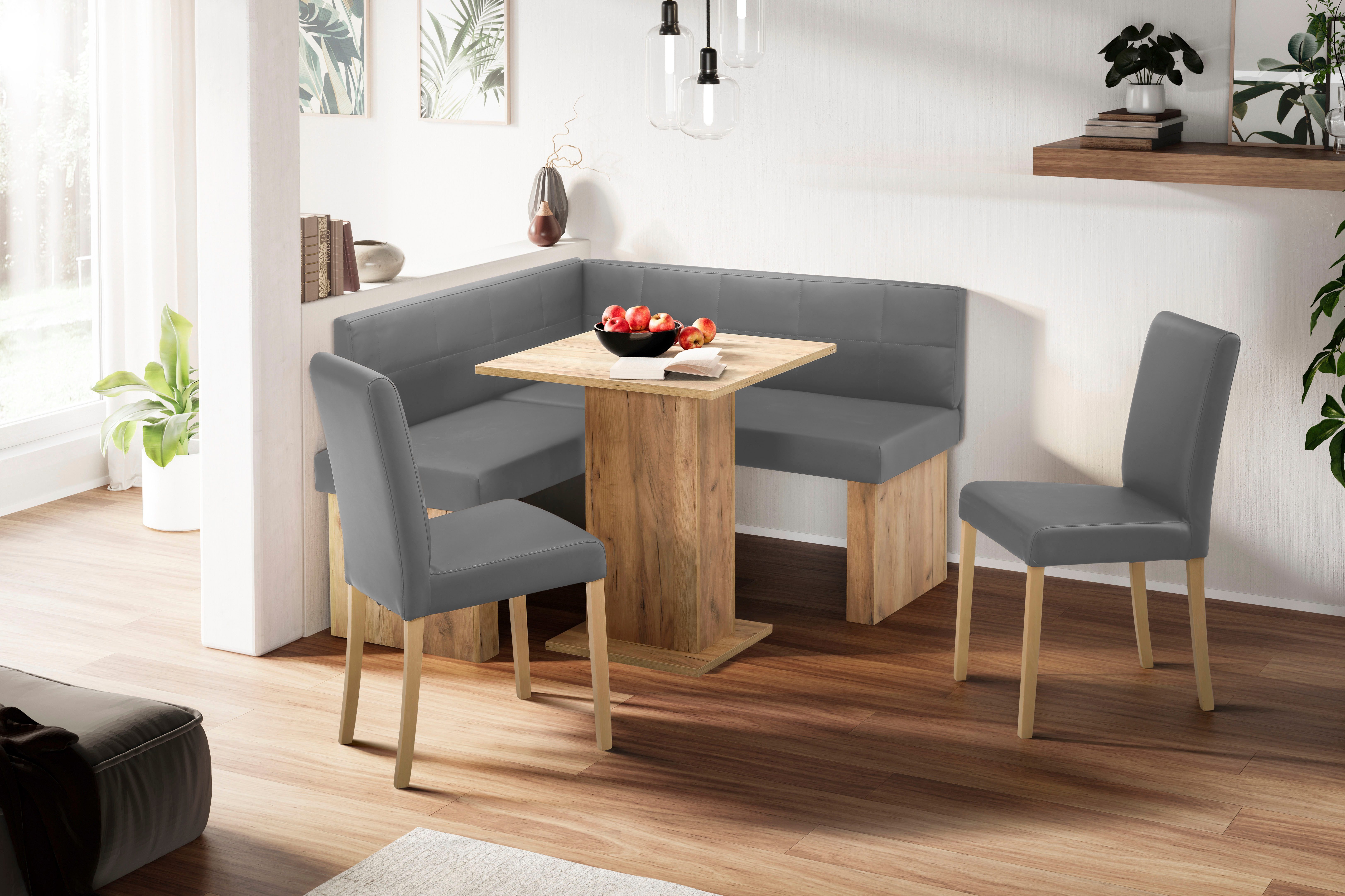 massivline&more Eckbankgruppe Anna 2, (Set, 4-tlg), mit 2 Stühlen mit massiven Gestell