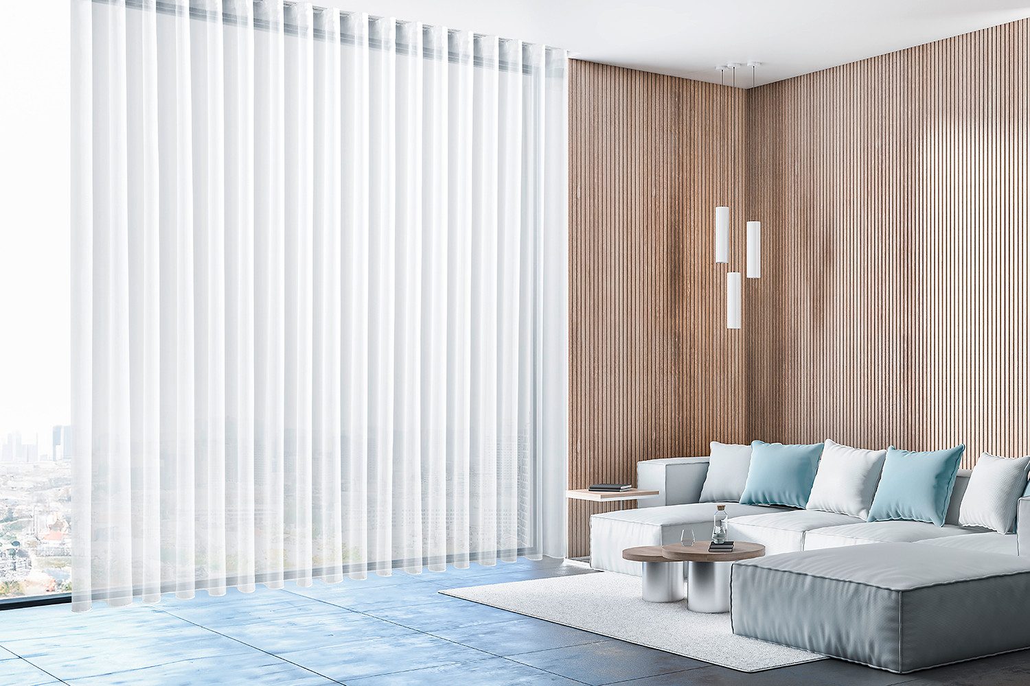 DecoHome24 Gardine Voile Weiß mit Wellen, Wellengardine, Wave-Gardine, halbtransparent, Store