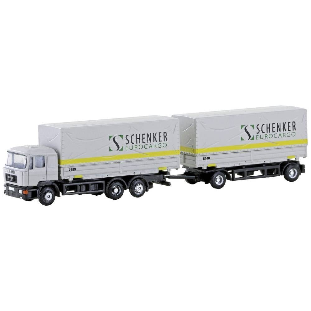Modelleisenbahn-Straße N MAN F90, 3-achs Wechselpritschen-Hängerzug