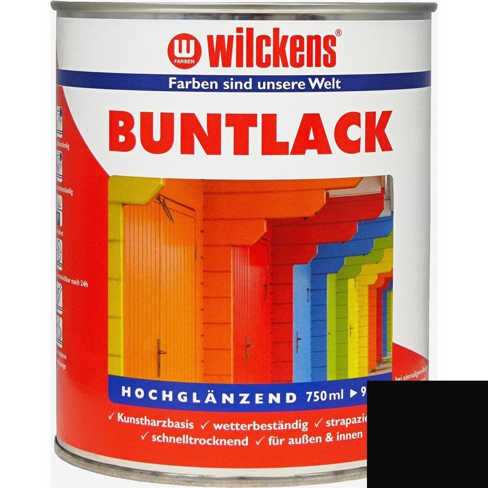 Thumbnail - Wilckens Farben Kunstharzlack Buntlack Lack, hochglänzend, Tiefschwarz RAL 9005, 750 ml