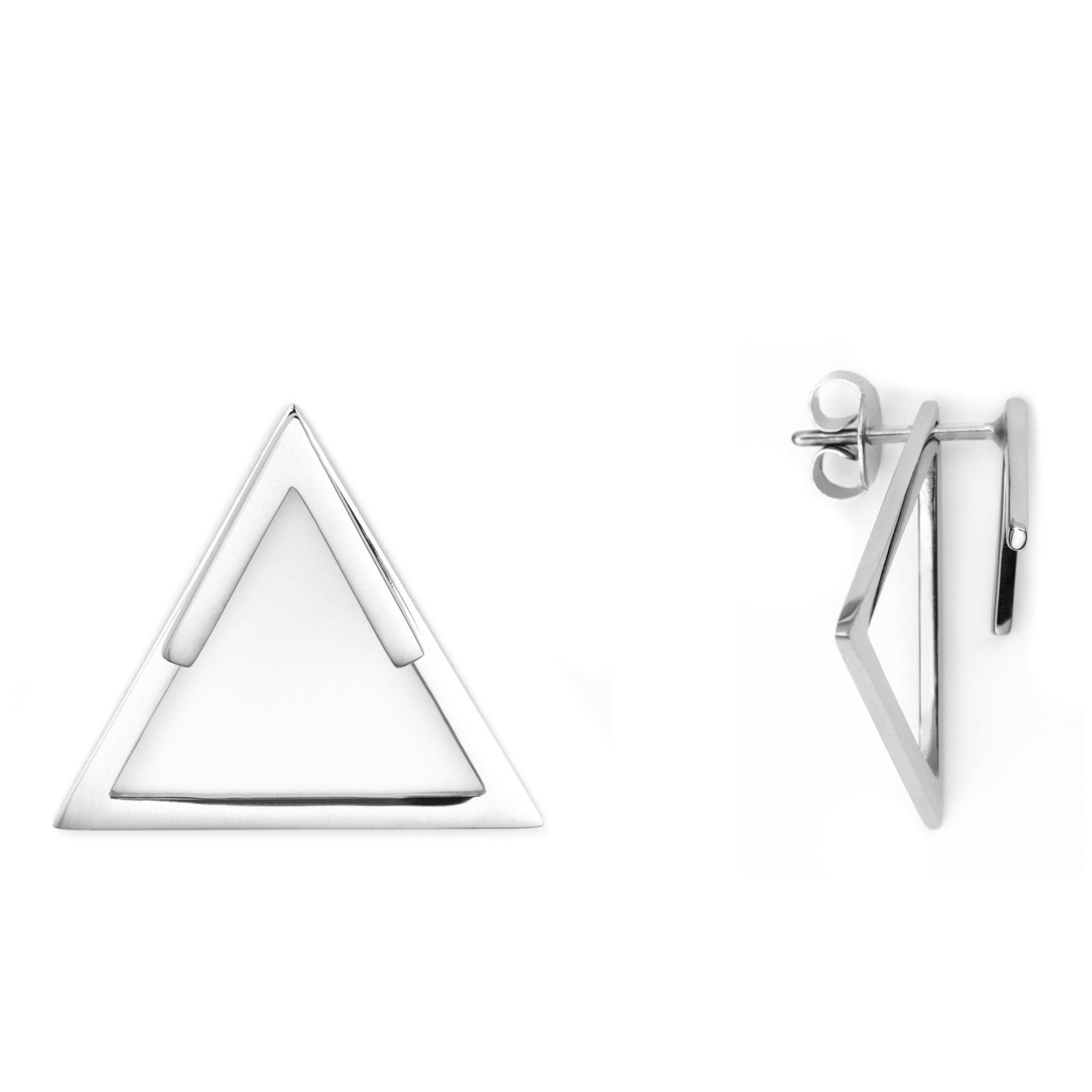 Heideman Paar Ohrstecker Triangle (Ohrringe, inkl. Geschenkverpackung), hinten und vorne Ohrringe doppel ohrringe silberfarben poliert