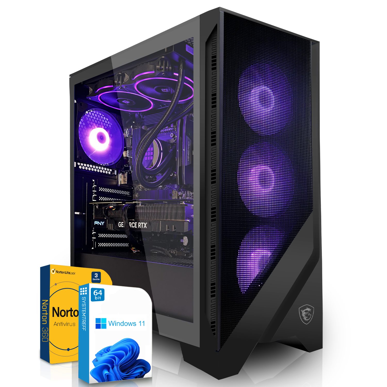 SYSTEMTREFF Gaming-PC (AMD Ryzen 9 7900, GeForce RTX 3080, 32 GB RAM, 1000 GB SSD, Wasserkühlung, Windows 11, WLAN)