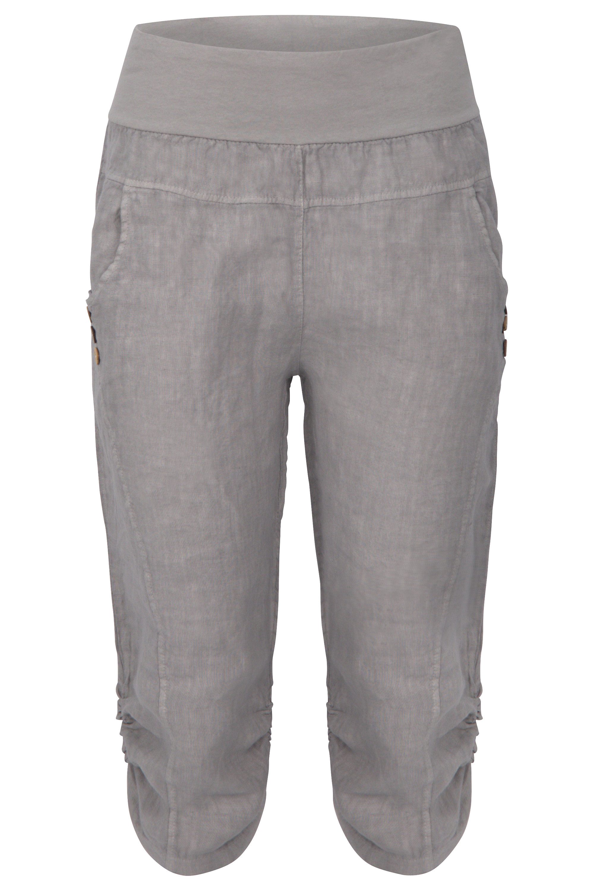 malito more than fashion Leinenhose malito Damen Hose aus Leinen, Stoffhose in Uni Farben, Freizeithose Capri Leinen Hose mit elastischem Bund