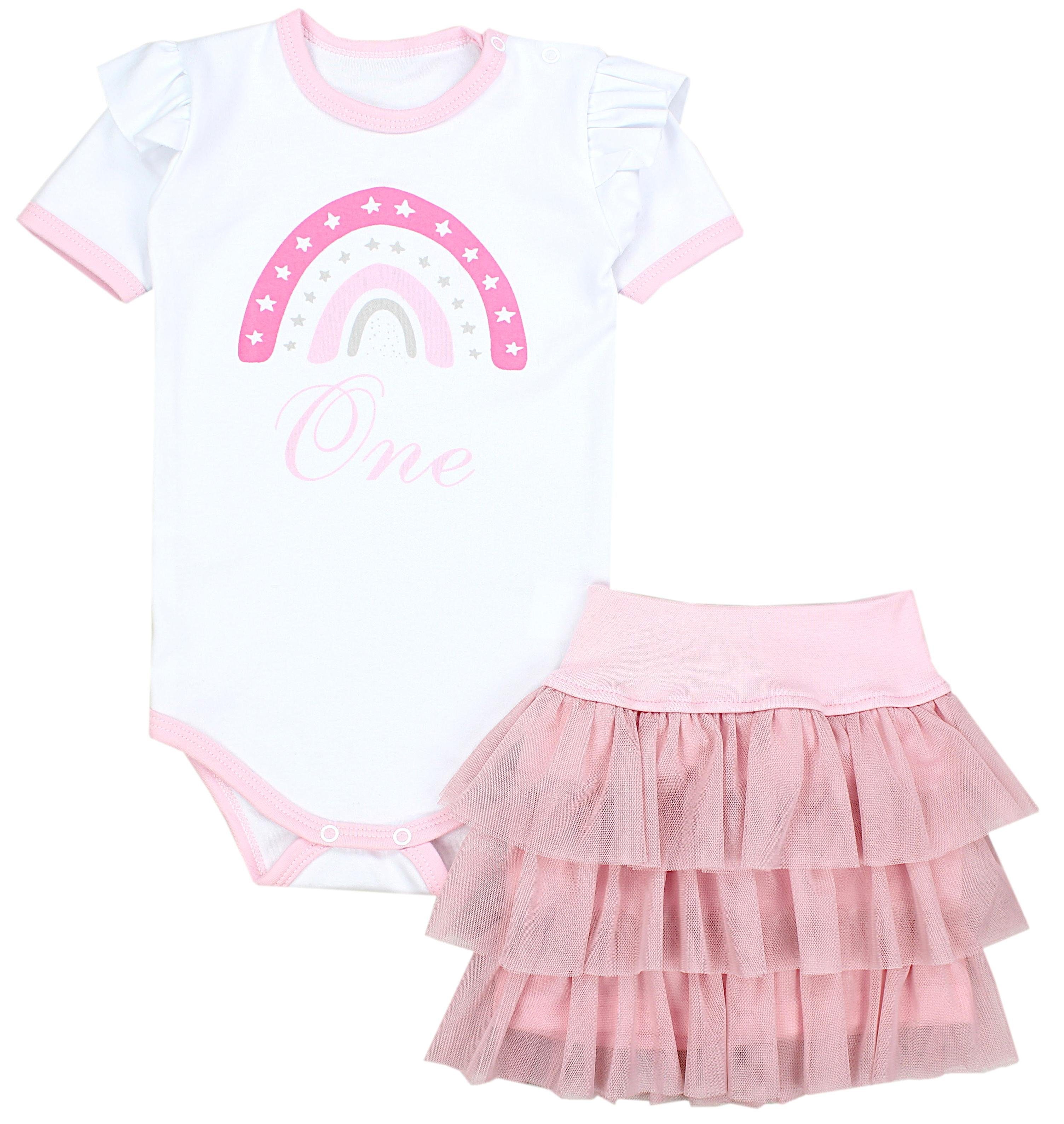 TupTam Partykleid Baby Mädchen Geburtstag Outfit Kurzarm Langarm Body Tüllrock 2 tlg