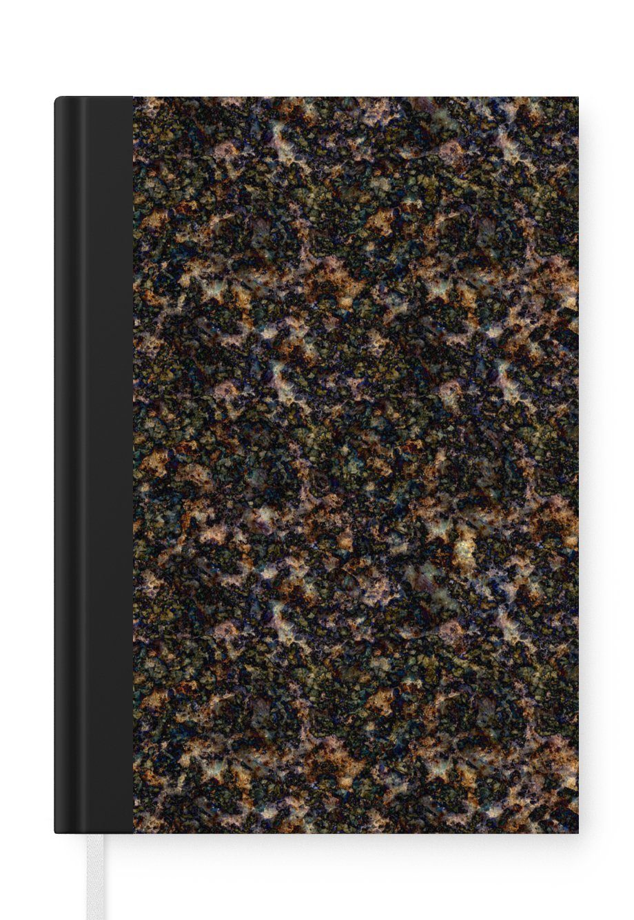 MuchoWow Notizbuch Schwarz - Gold - Granit - Muster, Journal, Merkzettel, Tagebuch, Notizheft, A5, 98 Seiten, Haushaltsbuch | Notizbücher