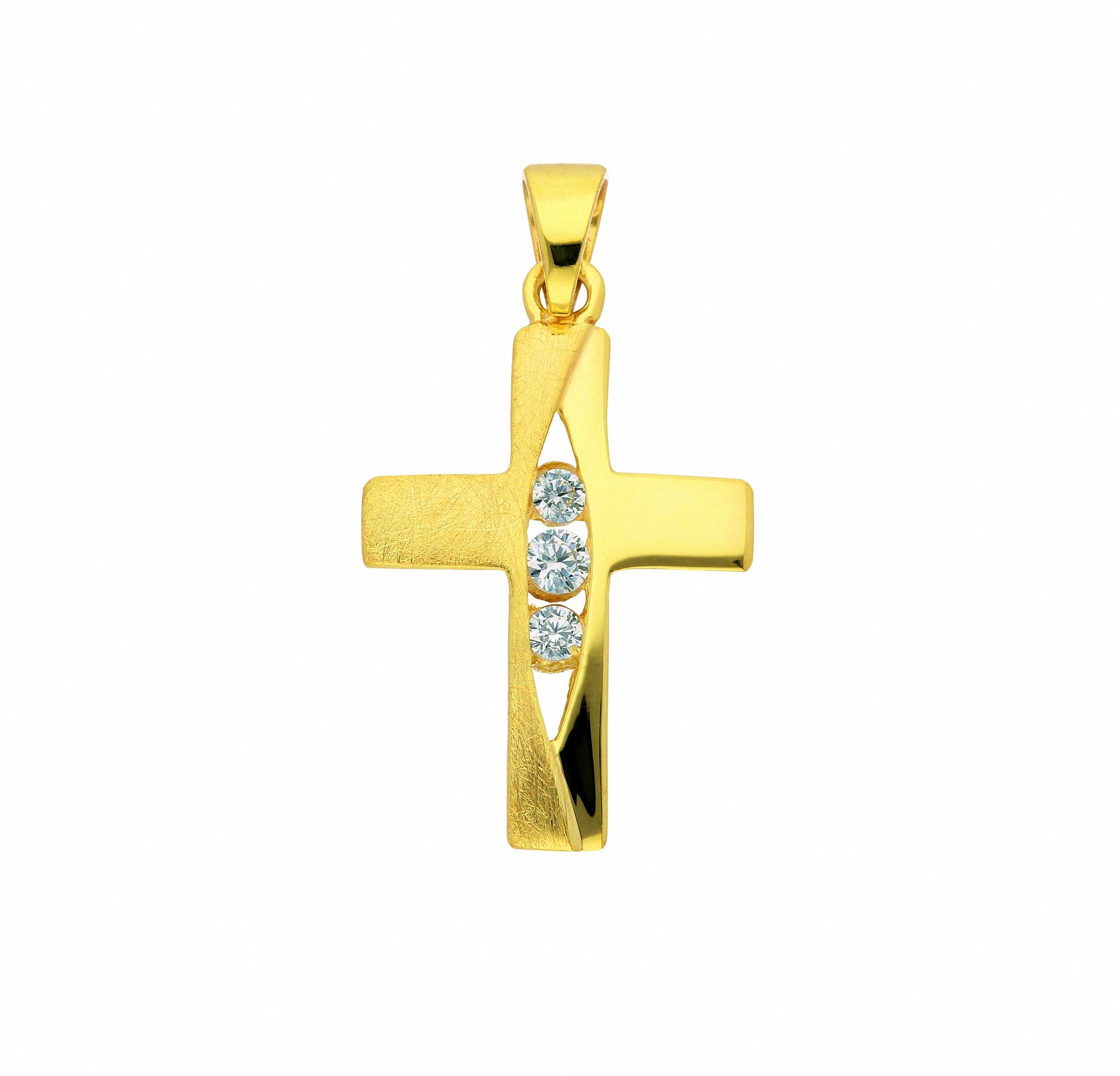 2 Halskette, Anhänger Zirkonia, 333 Adelia´s Kette - Gold - des Höhe Anhängers Maße mm Kreuz 12,2 Breite mm Schmuckset mm Set - Stärke mit ohne 16,4 - Ketten Anhänger mit