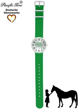 Pacific Time Quarzuhr Kinder Armbanduhr Pferd grün Wechselarmband, Mix und Match Design - Gratis Versand