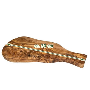 NATUREHOME Schneidebrett Paddle Board Rustikales Schneidebrett Olivenholz Griff 30cm, Holz, Handarbeit, Haltbar