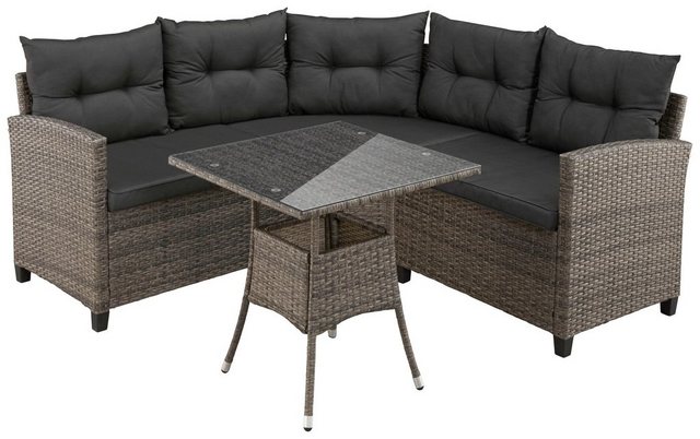 KONIFERA Gartenlounge-Set »Keros«, (12-tlg), Ecksofa, Tisch 64x64 cm, Polyrattan-Otto