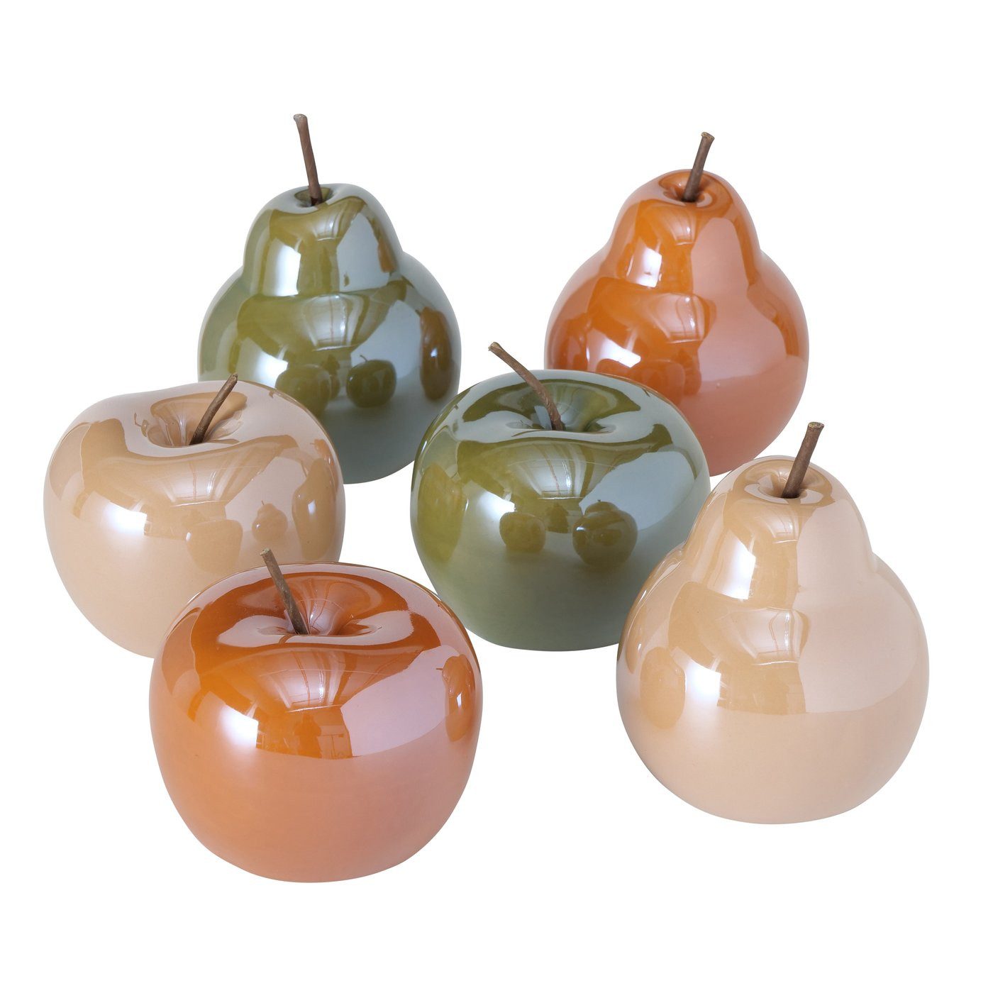 Dekofigur Dekoaufsteller, 1 Stück, Apfel oder Birne, Beige, Grün oder Orange